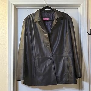 NWOT Leather Coat Chocolate Brown